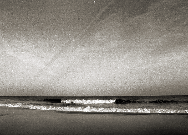 winter moon over the ocean